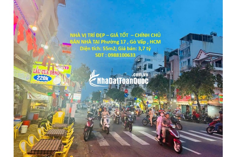 NHÀ VỊ TRÍ ĐẸP – GIÁ TỐT  – CHÍNH CHỦ BÁN NHÀ TẠI Phường 17 , Gò Vấp , HCM